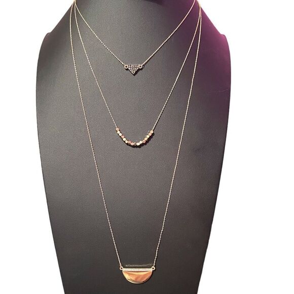 Wholesale 5 Pks Express Triple Strand Layered Rhinestone Long Necklace - Picture 1 of 6